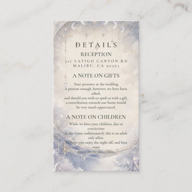 Ethereal Celestial Winter Wedding Enclosure Card (Front)