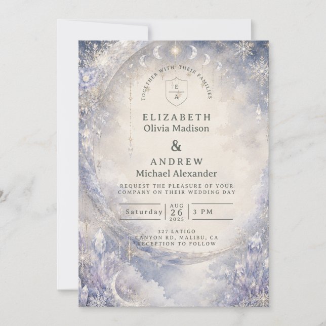 Ethereal Celestial Winter Wedding Invitation (Front)