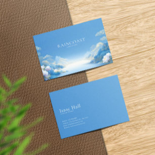 Ethereal Chinoiserie Blue Landscape White Floral Business Card