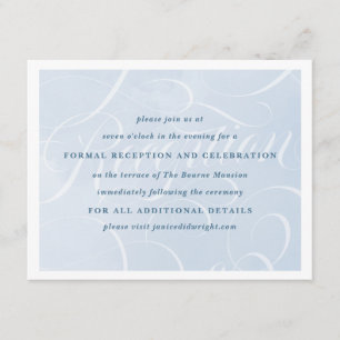 Ethereal Cloud Blue Watercolor Script Reception Enclosure Card