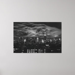 Ethereal Clouds NYC Skyline Empire State Bld BW XL Canvas Print