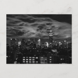 Ethereal Clouds: NYC Skyline, ESB BW Postcard