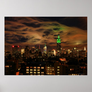 Ethereal Clouds: NYC Skyline, ESB Color Version  Poster
