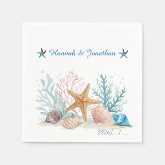 Ethereal Coastal Romance Wedding Napkin