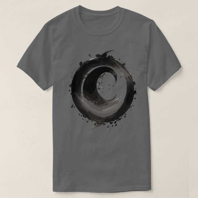 Ethereal Convergence A Striking Black Magic Circle T-Shirt (Design Front)