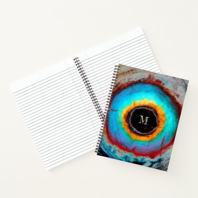 Ethereal Cosmic Eye Monogram Vibrant Abstract Art Notebook (Inside)