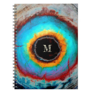 Ethereal Cosmic Eye Monogram Vibrant Abstract Art Notebook