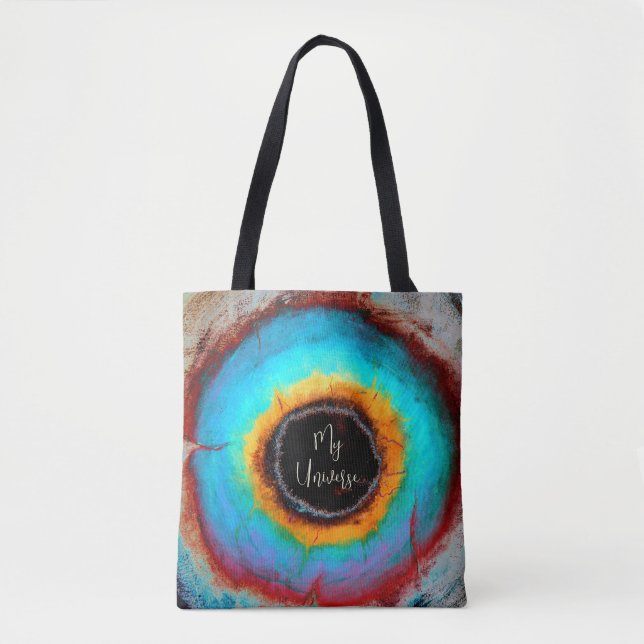 Ethereal Cosmic Eye Universum Vibrant Abstract Art Tote Bag (Front)