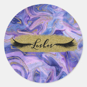 Ethereal Cotton Candy Marble Fantasy Lashes Classic Round Sticker