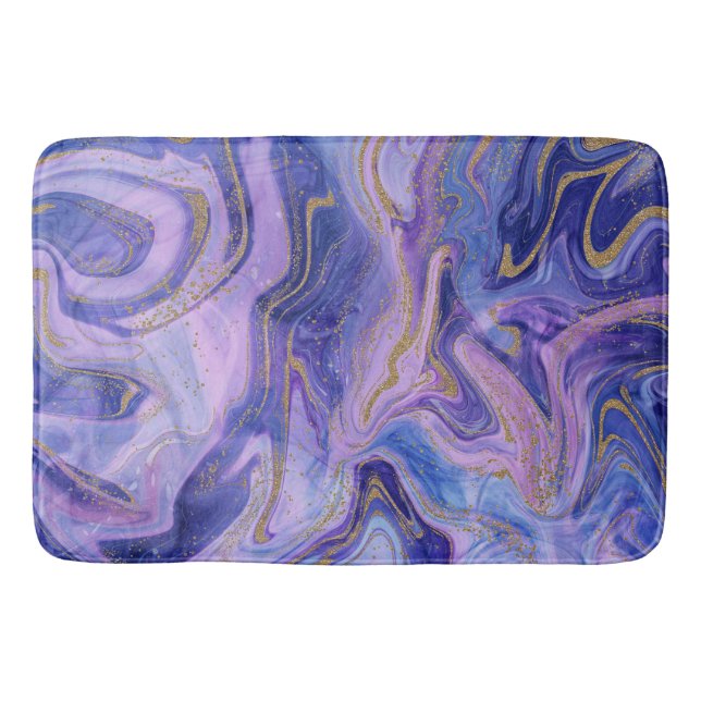 Ethereal Cotton Candy Marble Watercolor Fantasy Bath Mat (Front)