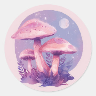 Ethereal Cute Mushroom Illustration  Classic Round Sticker