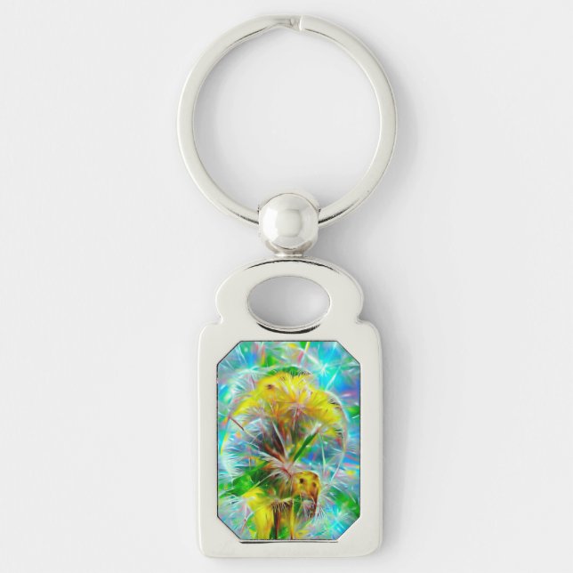 Ethereal Dandelions in Neon Dreamscape Key Ring (Front)
