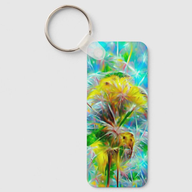 Ethereal Dandelions in Neon Dreamscape Key Ring (Front)
