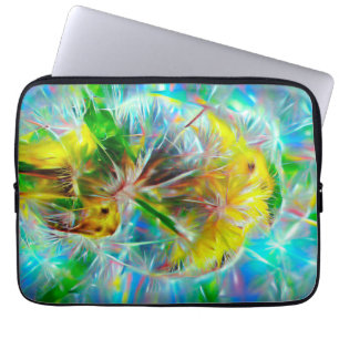 Ethereal Dandelions in Neon Dreamscape Laptop Sleeve