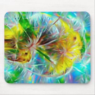 Ethereal Dandelions in Neon Dreamscape Mouse Pad