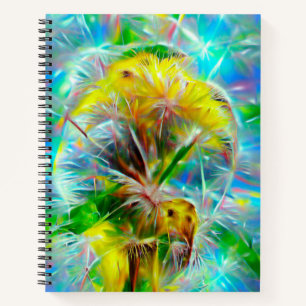 Ethereal Dandelions in Neon Dreamscape Notebook
