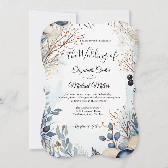 Ethereal Delicate Watercolor Serene Foliage   Invitation (Front)