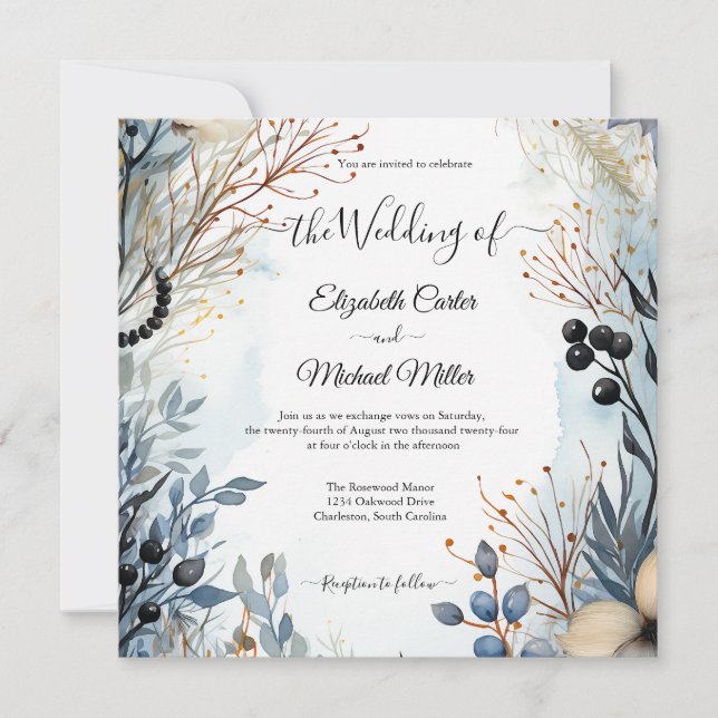 Ethereal Delicate Watercolor Serene Foliage   Invitation (Front)