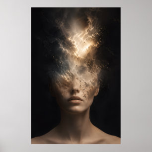 Ethereal Dissolving Face Portrait   Surreal Spirit Poster