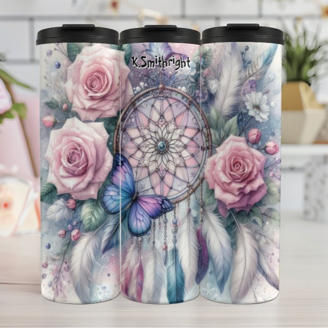  Ethereal Dreamcatcher with Pink Roses Thermal Tumbler (Creator Uploaded)