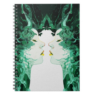 Ethereal Duality – Surreal Mirror Reflection Notebook