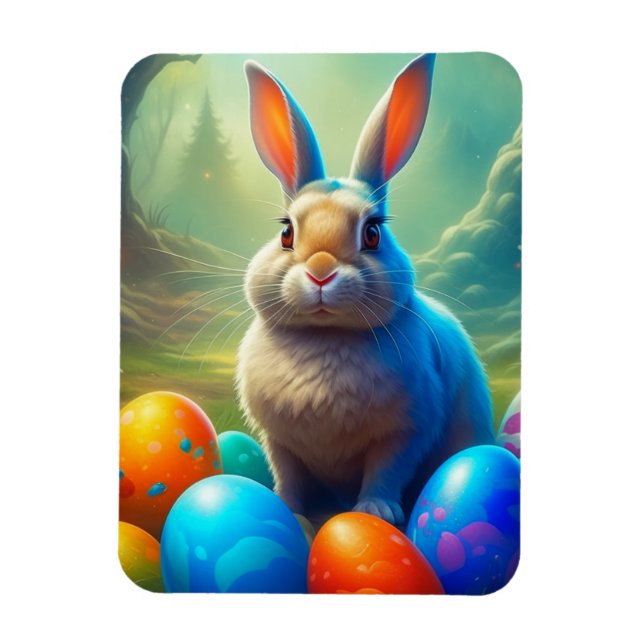 Ethereal Easter Bunny with Eggs Forest Magnet (Vertical)