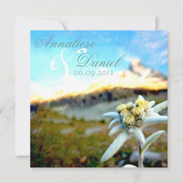 Ethereal Edelweiss Wedding Invitation (Front)