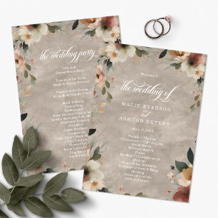 Ethereal Elegance Beige Ecru Wedding Ceremony Programme