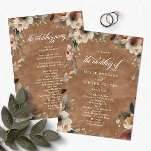 Ethereal Elegance Clay Ember Wedding Ceremony Programme