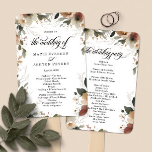 Ethereal Elegance Cottagecore Wedding Program Hand Fan