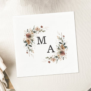Ethereal Elegance Floral Wreath Wedding Monogram Napkin