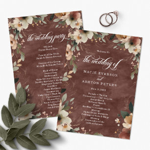 Ethereal Elegance Rustic Garnet Wedding Ceremony Programme