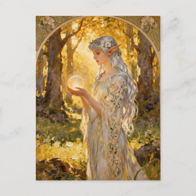 Ethereal Elf Maiden Art Nouveau Style Postcard (Front)