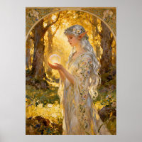 Ethereal Elf Maiden in Art Nouveau Style