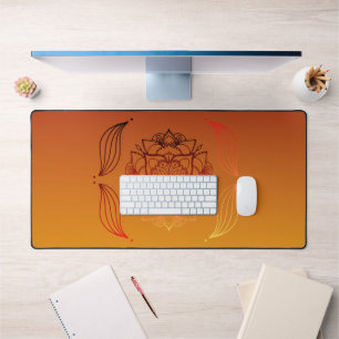 Ethereal Embers – Red & Orange Floral Desk Mat