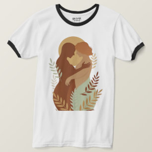 Ethereal Embrace Artistic Ringer Tee - Minimalist