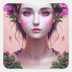 Ethereal Enchanted Fairytale Beautiful Woman Square Sticker