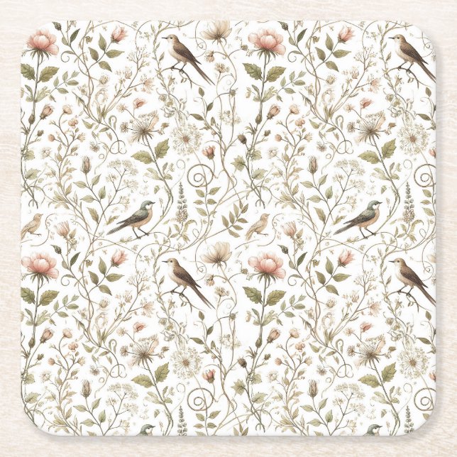 Ethereal Enchanted Forest Square Paper Coaster (Front)