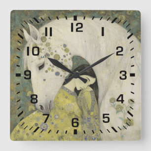 Ethereal Equine Moonlit Dream Square Wall Clock