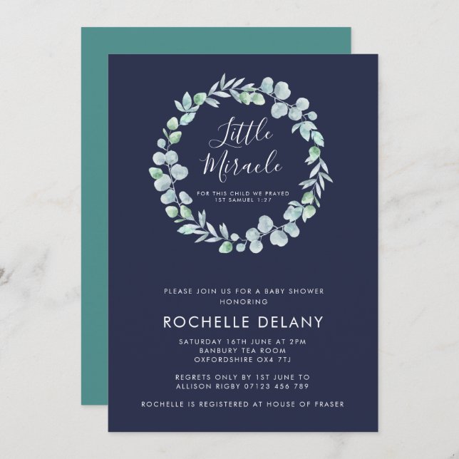 Ethereal Eucalyptus Scripture Baby Shower Invitation (Front/Back)