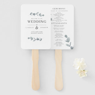 Ethereal Eucalyptus Wedding Program Hand Fan
