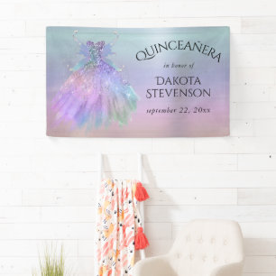 Ethereal Fairy Gown Rainbow Ombre Pastel Sheen Banner