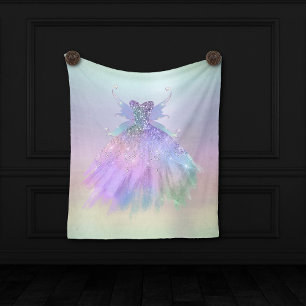 Ethereal Fairy Gown   Rainbow Ombre Pastel Sheen Fleece Blanket