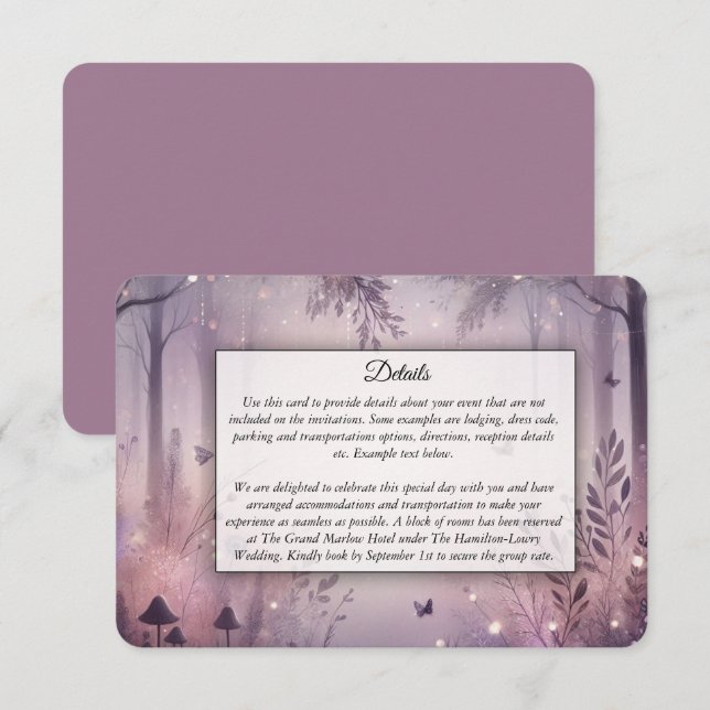 Ethereal Fairy Lights Forest Wedding Enclosure Card (Front/Back)