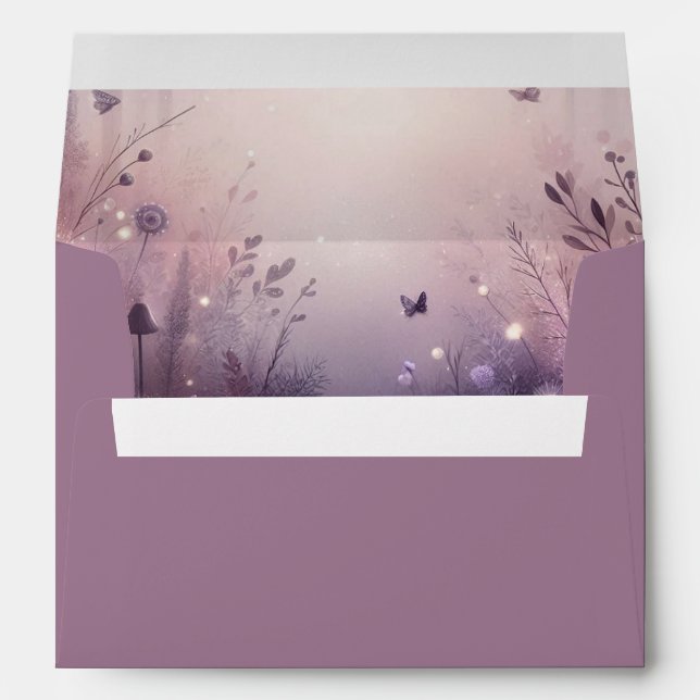 Ethereal Fairy Lights Forest Wedding Envelope (Back (Bottom))