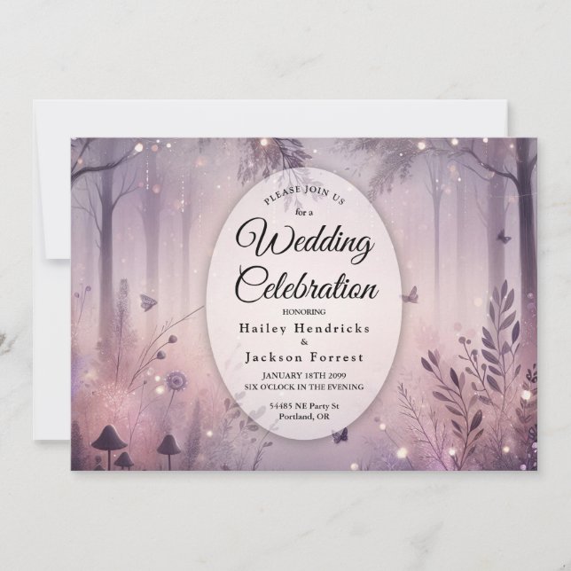 Ethereal Fairy Lights Forest Wedding Invitation (Front)