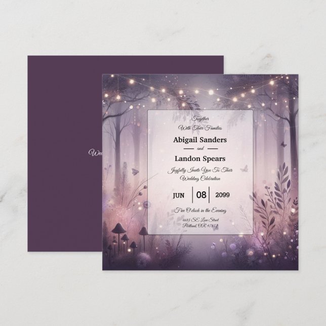 Ethereal Fairy Lights Forest Wedding Invitation (Front/Back)