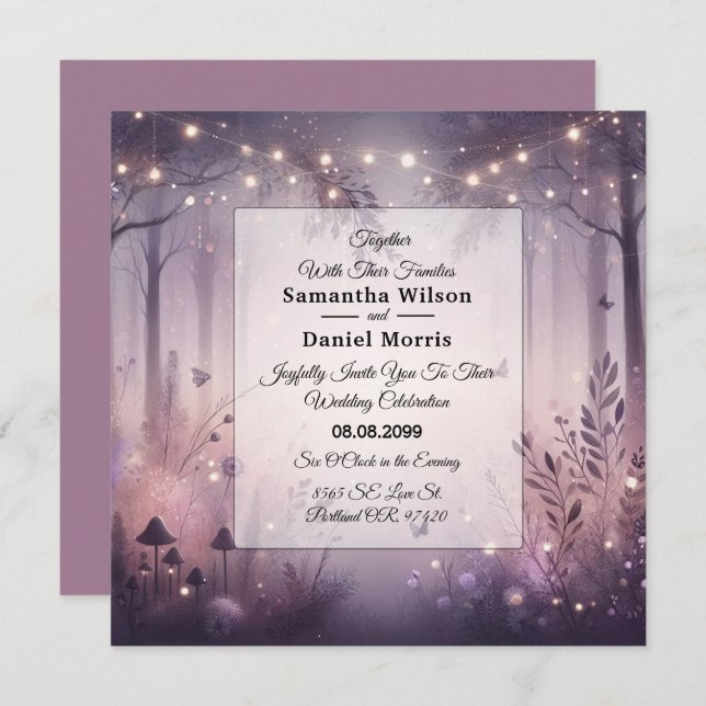 Ethereal Fairy Lights Forest Wedding Invitation (Front/Back)
