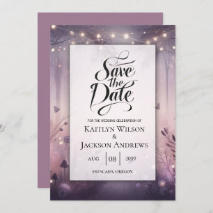 Ethereal Fairy Lights Forest Wedding Save The Date