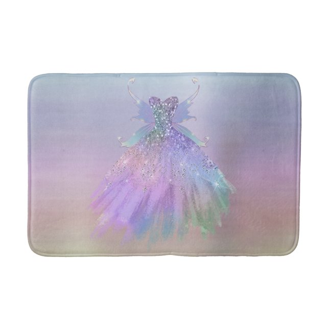 Ethereal Fairy Wing Gown | Rainbow Ombre Sheen Bath Mat (Front)